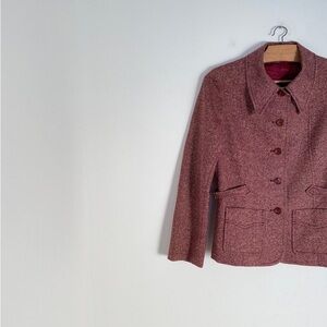 Vintage heather pink jacket with button down front, pointy collar / xs / 1970s
